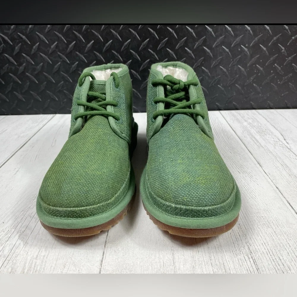 NEW Ugg Neumel Natural Leaf Green Men’s Lined Chukka Boots Lace Up Hemp 8, 10
